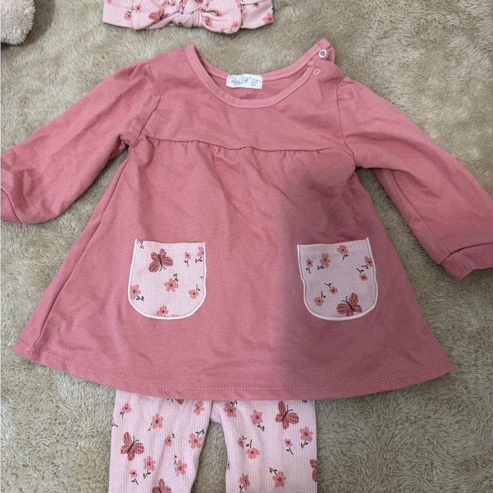 Angel Dear Pink Pajama Set Soft Cotton Floral